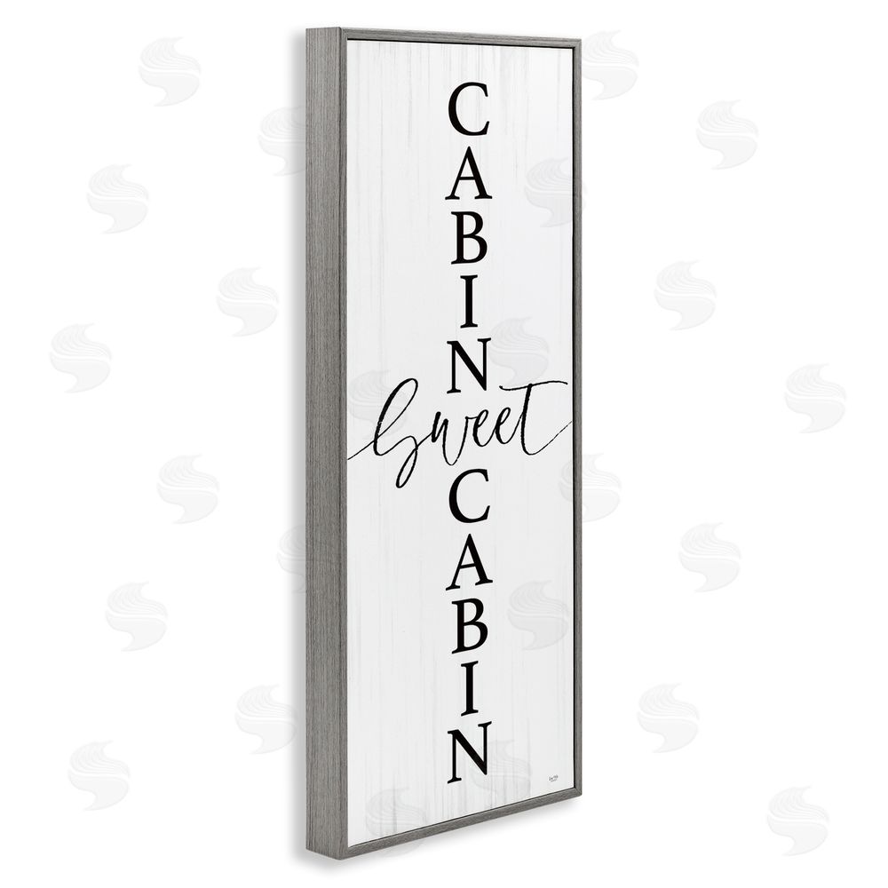 Lux + Me Designs Sweet Cabin Vertical Words Gray Framed Giclee Wall Art Print