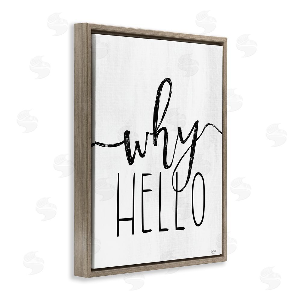 Lux + Me Designs Why Hello Typography Brown Floating Frame Canvas Wall Art Print