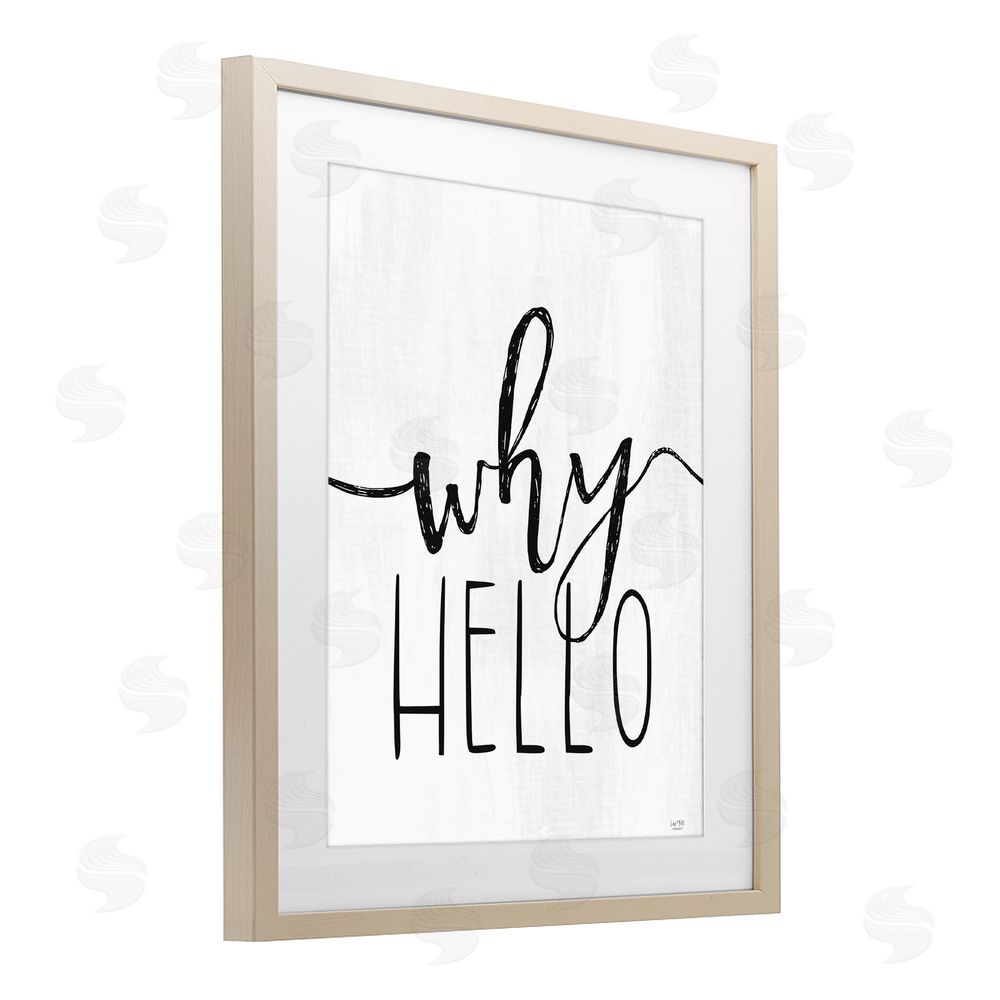Lux + Me Designs Why Hello Typography Birch Framed Print Under Glass Wall Art