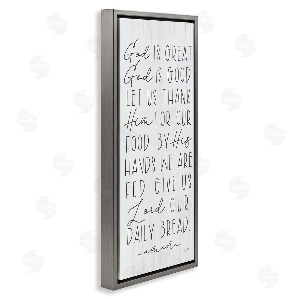 Lux + Me Designs God Is Great & Good Gray Floating Frame Canvas Wall Art Print