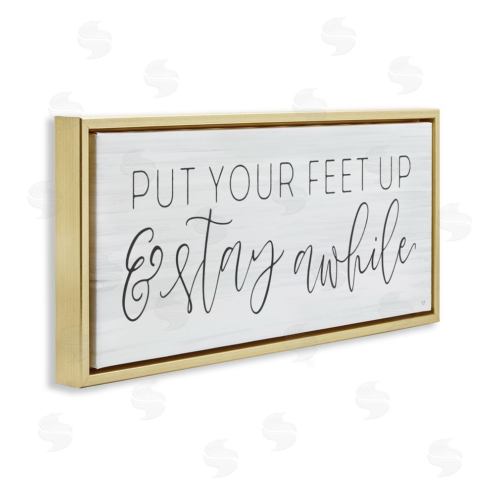Lux + Me Designs Put Your Feet Up Gold Floating Frame Canvas Wall Art Print