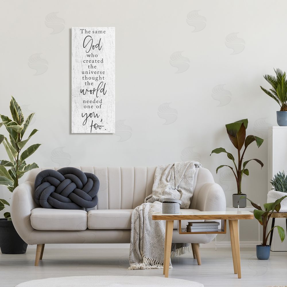 Lux + Me Designs The Same God Quote Stretched Canvas Wall Art in Room