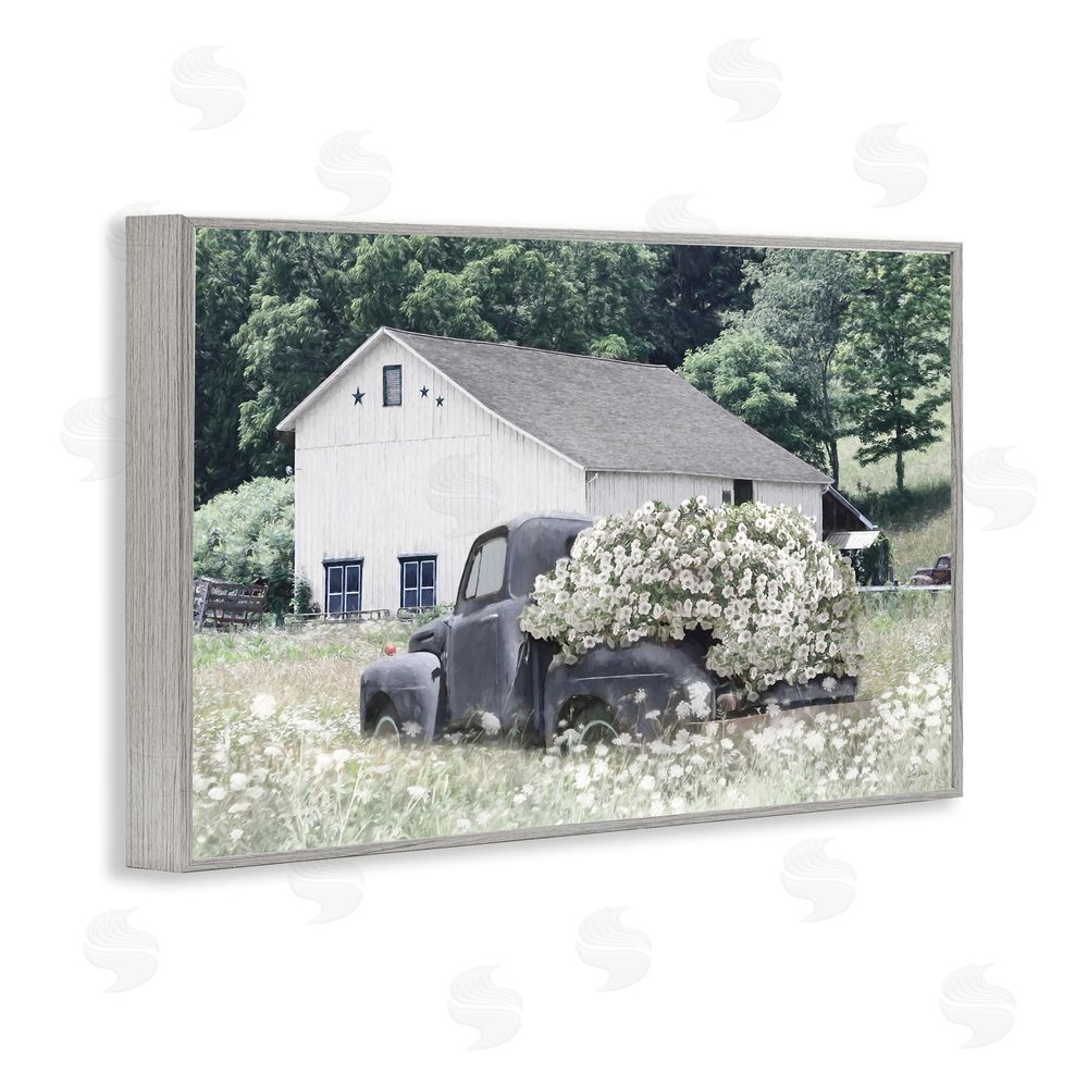 Lori Deiter Bed Full Of Blossoms Gray Framed Giclee Wall Art Print