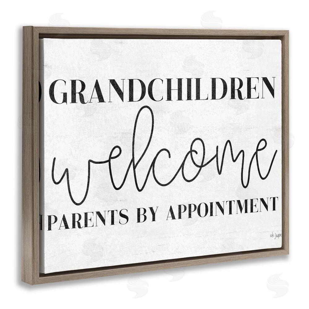Jaxn Blvd. Grandchildren Welcome Parents by Appointment Brown Floating Frame Canvas Wall Art Print