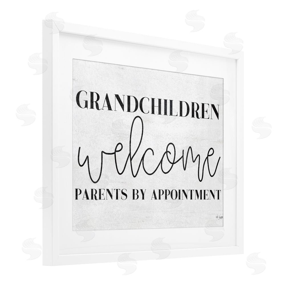 Jaxn Blvd. Grandchildren Welcome Parents by Appointment White Framed Print Under Glass Wall Art