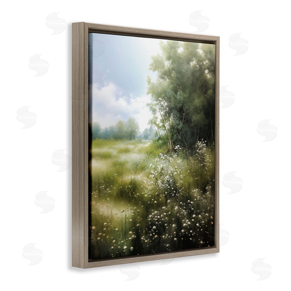 Heidi Kuntz Greener Pastures Landscape Brown Floating Frame Canvas Wall Art Print