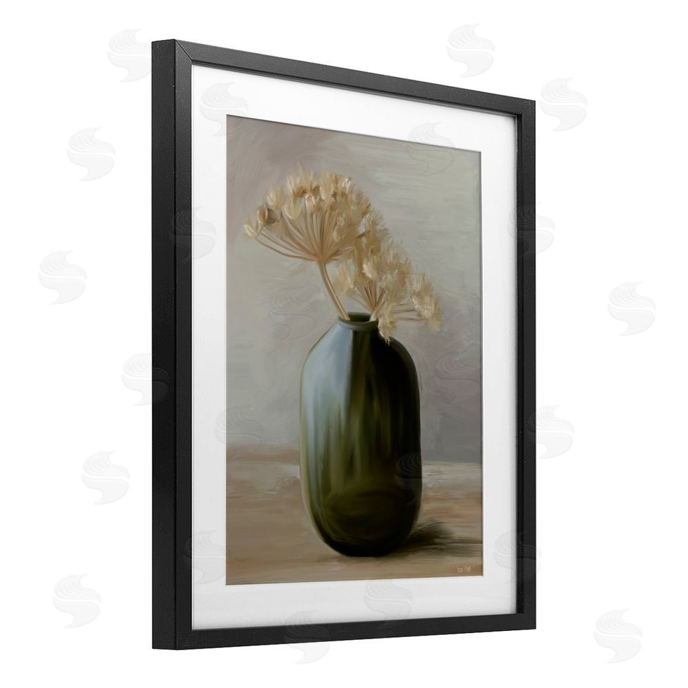 House Fenway Dried Blooms in Green Vase Black Framed Print Under Glass Wall Art