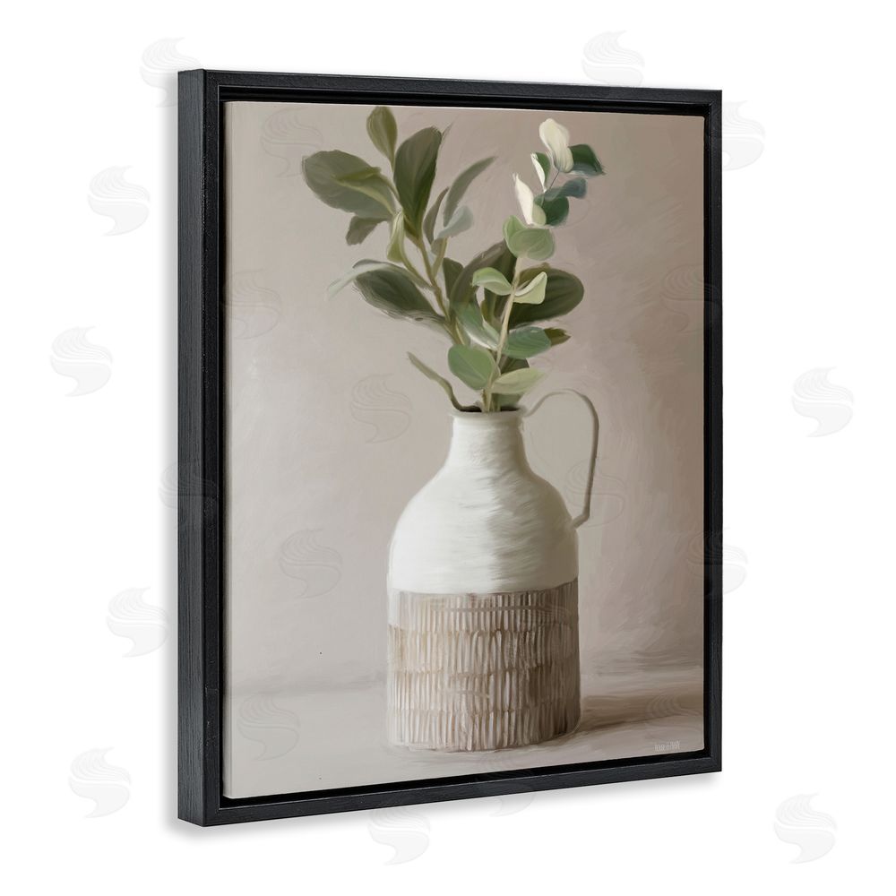 House Fenway Eucalyptus In Vase Black Floating Frame Canvas Wall Art Print