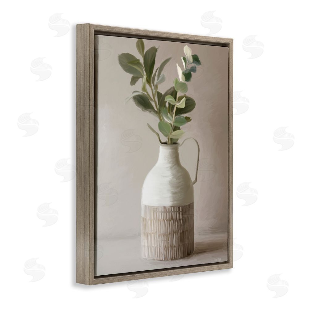 House Fenway Eucalyptus In Vase Brown Floating Frame Canvas Wall Art Print