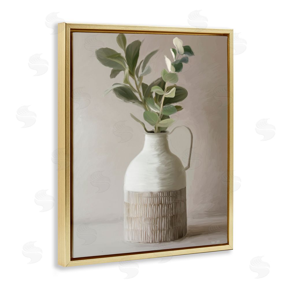 House Fenway Eucalyptus In Vase Gold Floating Frame Canvas Wall Art Print