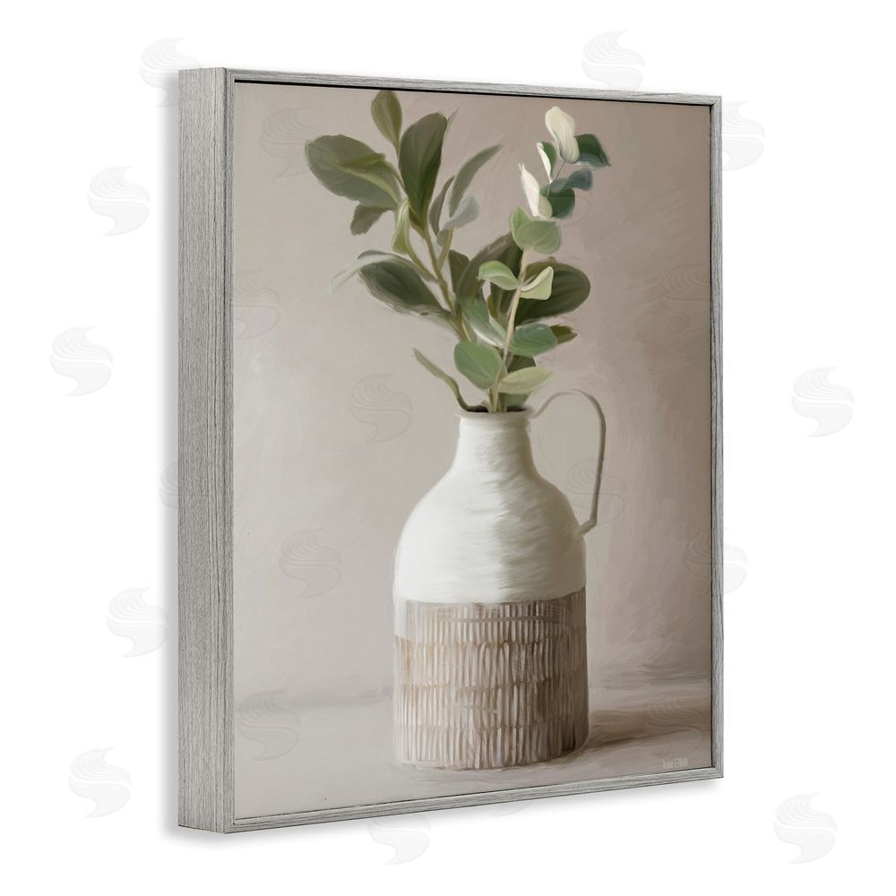 House Fenway Eucalyptus In Vase Gray Framed Giclee Wall Art Print