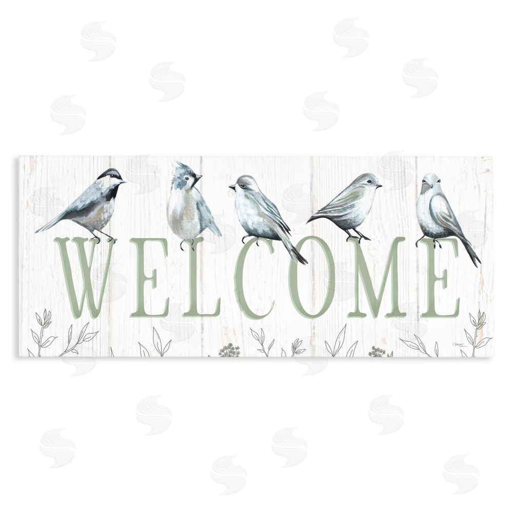 Elizabeth Tyndall Delicate Welcome Birds Stretched Canvas Wall Art Print