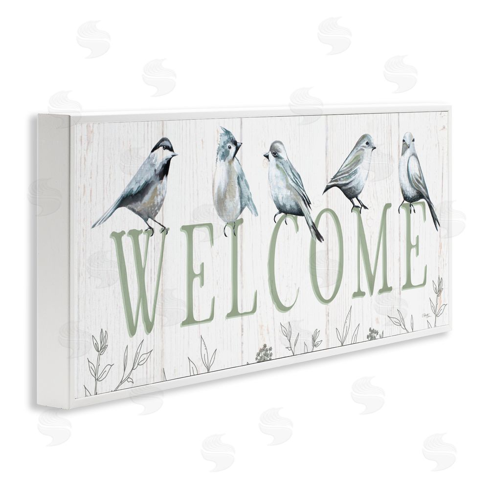 Elizabeth Tyndall Delicate Welcome Birds White Framed Giclee Wall Art Print