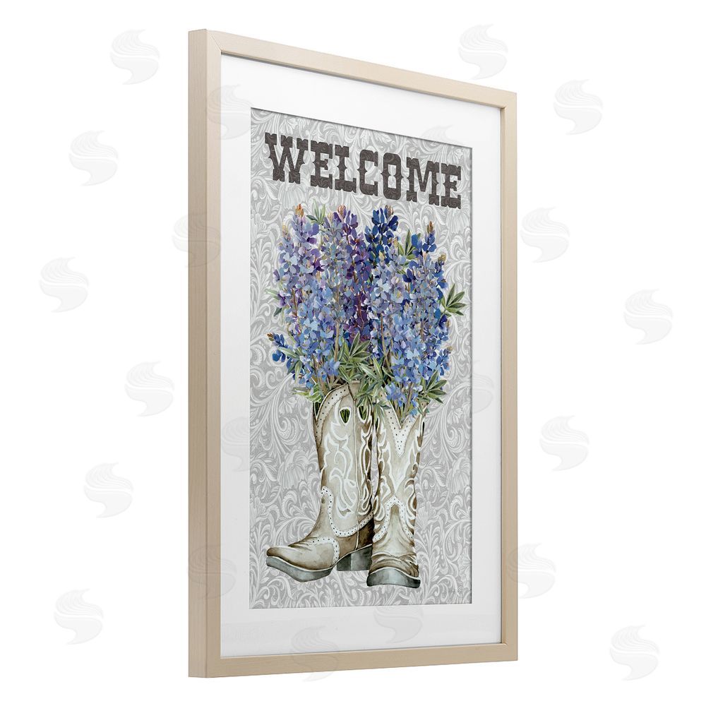 Cindy Jacobs Welcome Bluebonnet on Paisley Birch Framed Print Under Glass Wall Art
