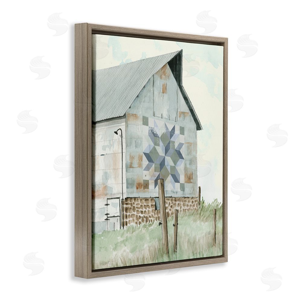 Cindy Jacobs Pickel's Barn Quilt Brown Floating Frame Canvas Wall Art Print