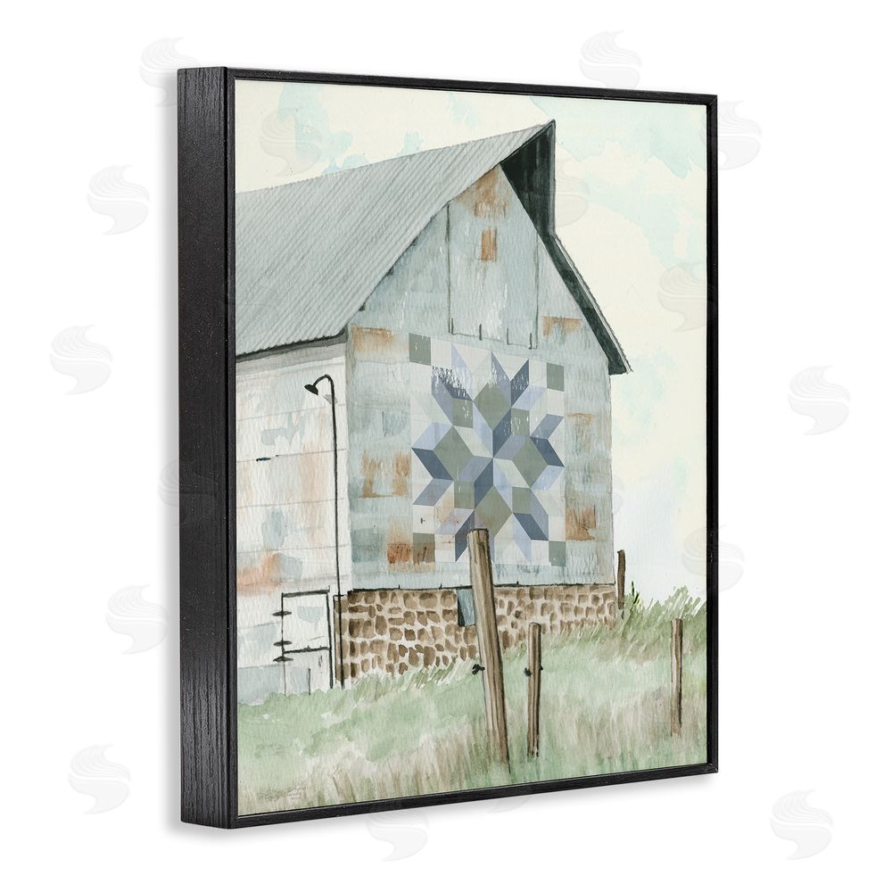 Cindy Jacobs Pickel's Barn Quilt Black Framed Giclee Wall Art Print
