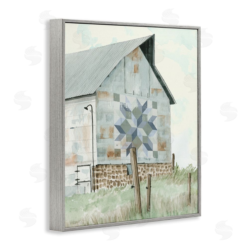Cindy Jacobs Pickel's Barn Quilt Gray Framed Giclee Wall Art Print
