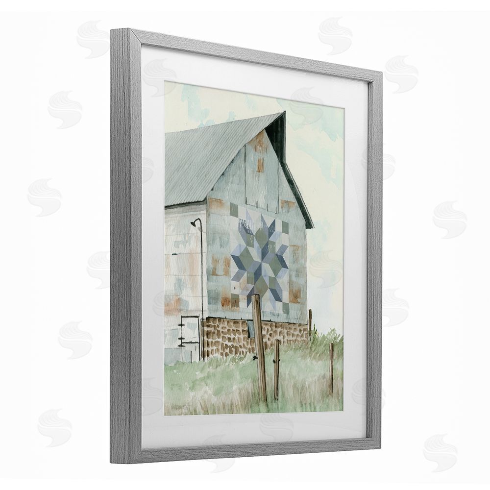Cindy Jacobs Pickel's Barn Quilt Gray Framed Print Under Glass Wall Art