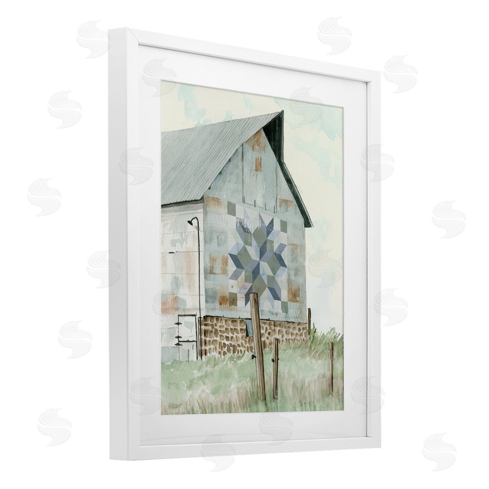 Cindy Jacobs Pickel's Barn Quilt White Framed Print Under Glass Wall Art