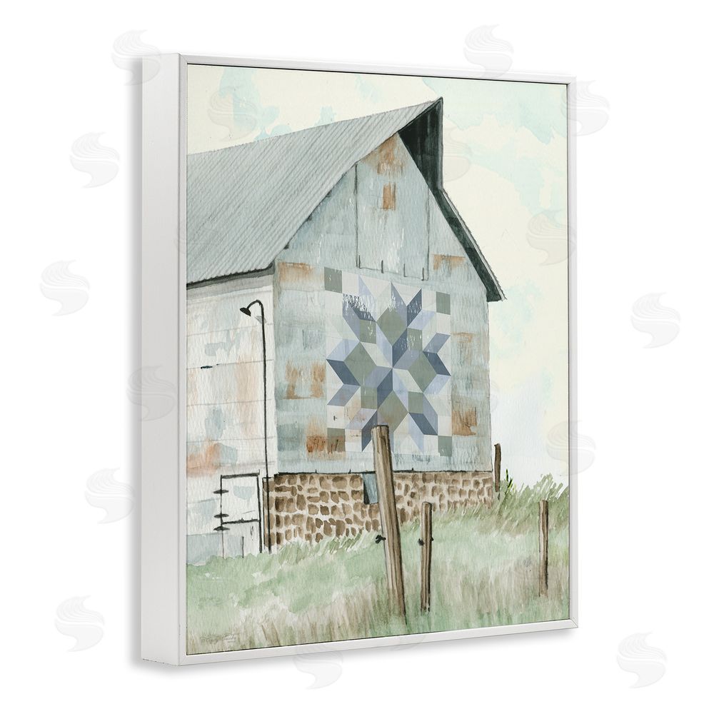 Cindy Jacobs Pickel's Barn Quilt White Framed Giclee Wall Art Print