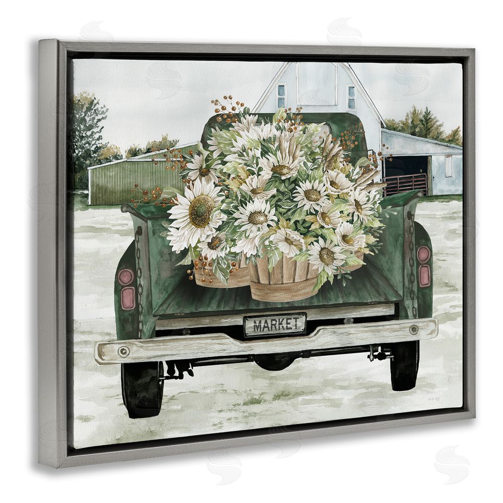 Cindy Jacobs Country Flower Delivery Baskets Gray Floating Frame Canvas Wall Art Print