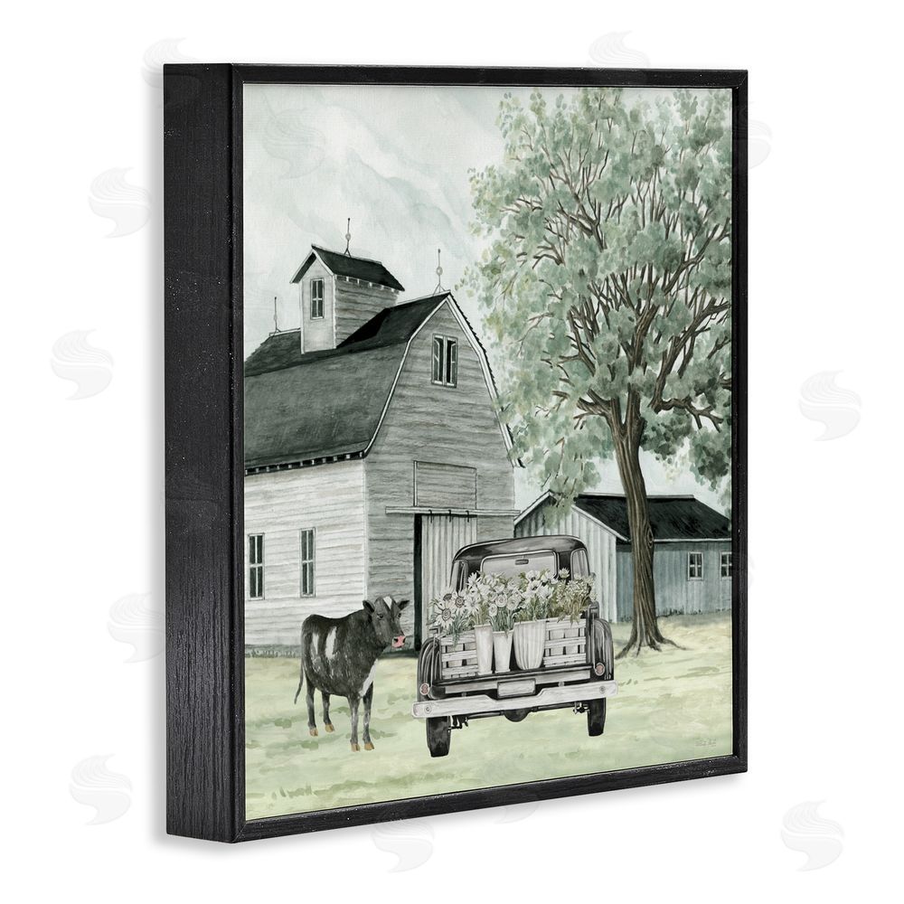 Cindy Jacobs Buttercup's Flowers on Farm Black Framed Giclee Wall Art Print