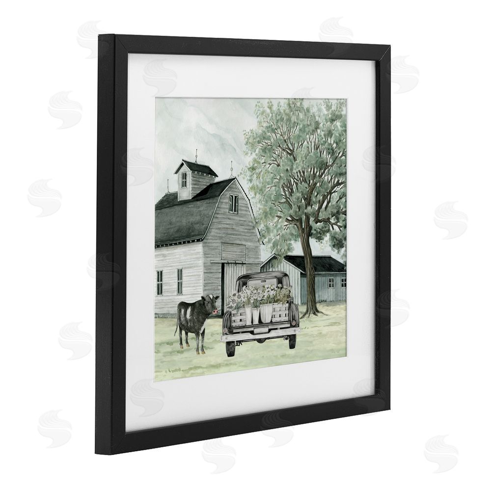 Cindy Jacobs Buttercup's Flowers on Farm Black Framed Print Under Glass Wall Art