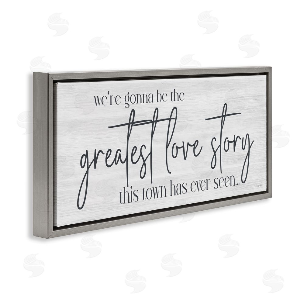 Susie Boyer Greatest Love Story Message Gray Floating Frame Canvas Wall Art Print