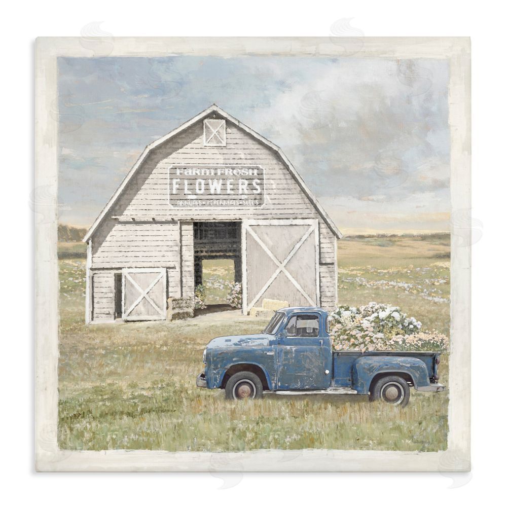 Amber Sterling Rustic Flower Barn Stretched Canvas Wall Art Print