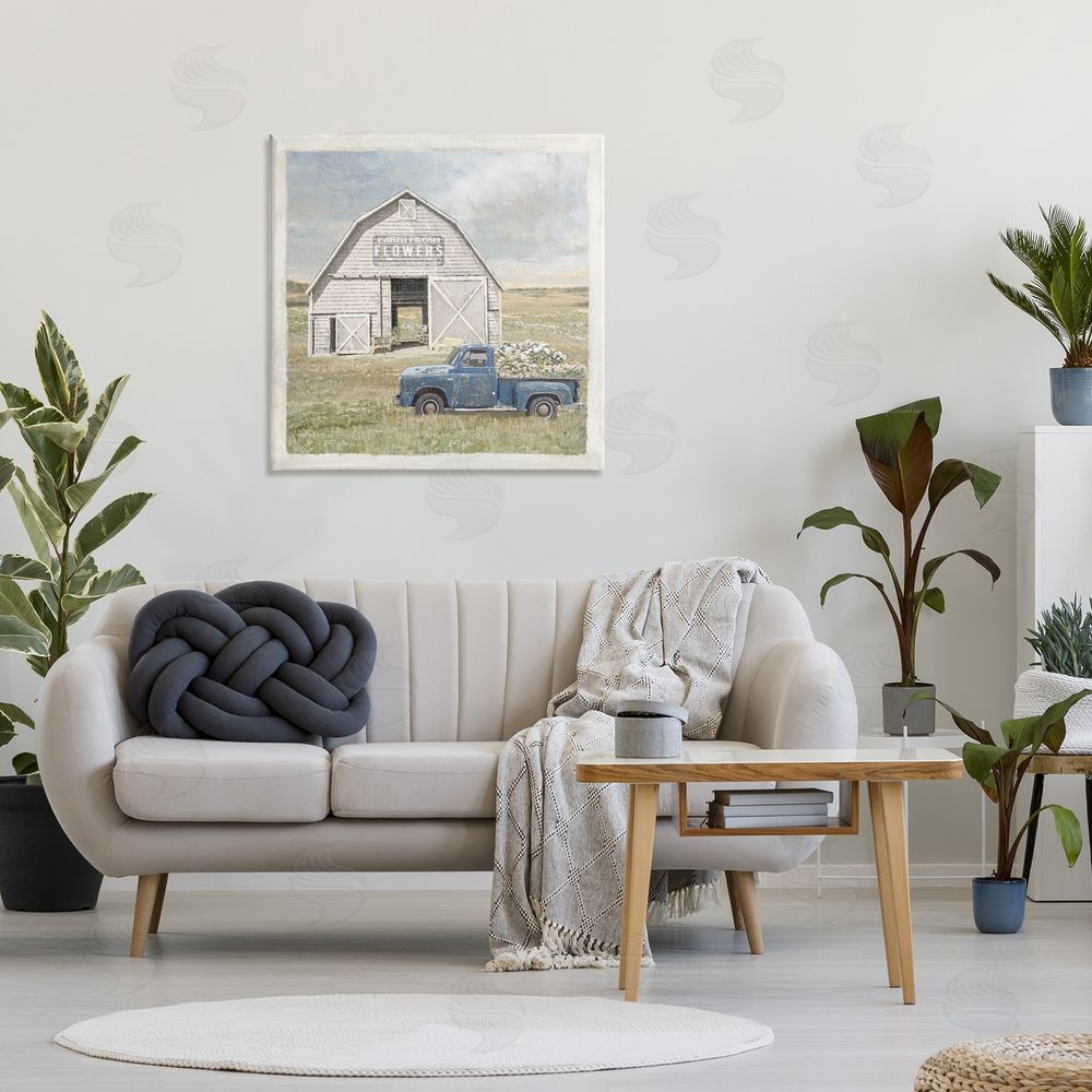 Amber Sterling Rustic Flower Barn Stretched Canvas Wall Art in Room