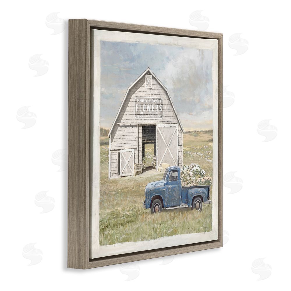 Amber Sterling Rustic Flower Barn Brown Floating Frame Canvas Wall Art Print