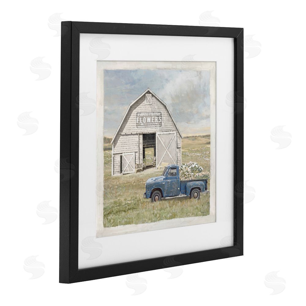 Amber Sterling Rustic Flower Barn Black Framed Print Under Glass Wall Art