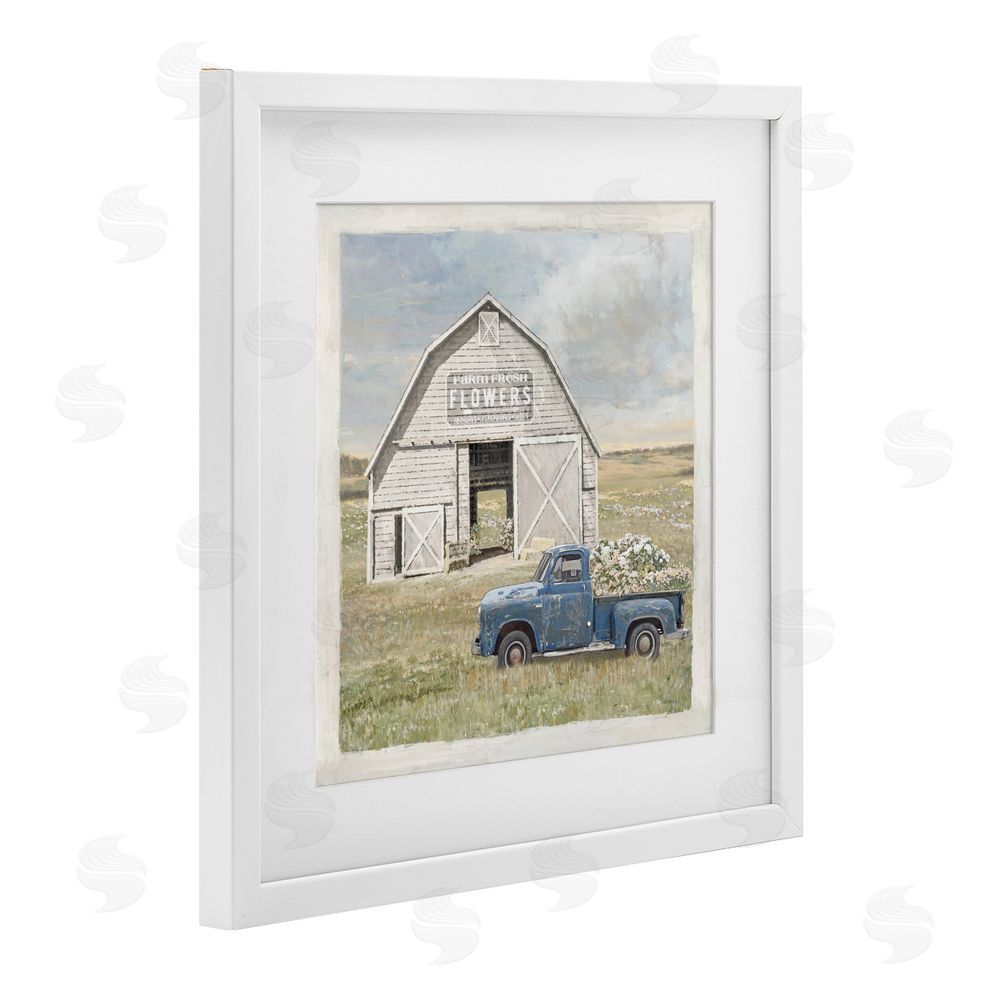 Amber Sterling Rustic Flower Barn White Framed Print Under Glass Wall Art