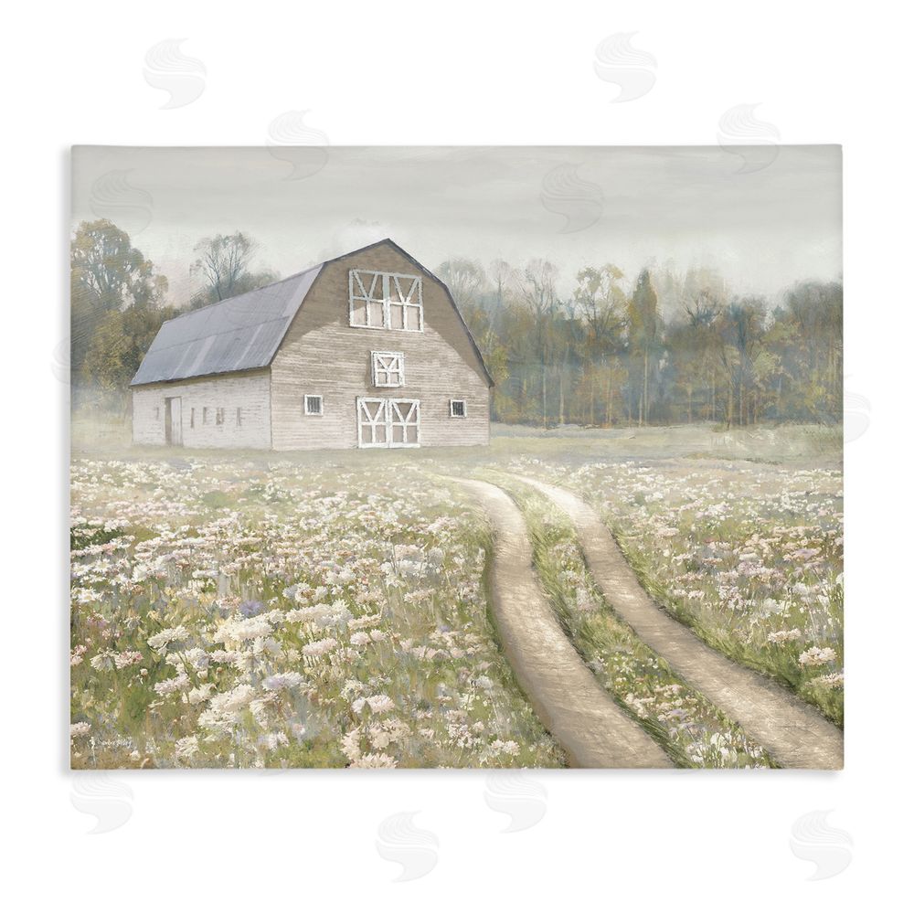 Amber Sterling Wildflower Delight Barn Stretched Canvas Wall Art Print
