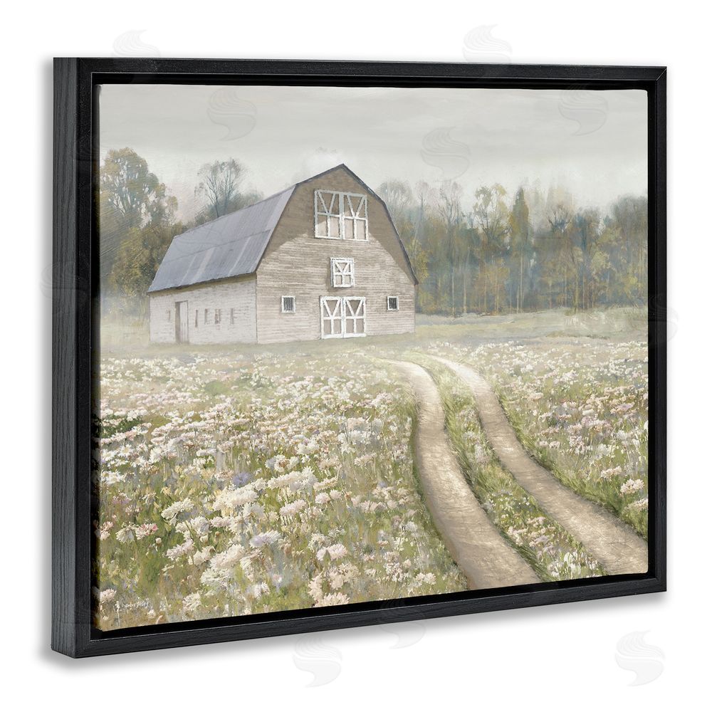 Amber Sterling Wildflower Delight Barn Black Floating Frame Canvas Wall Art Print