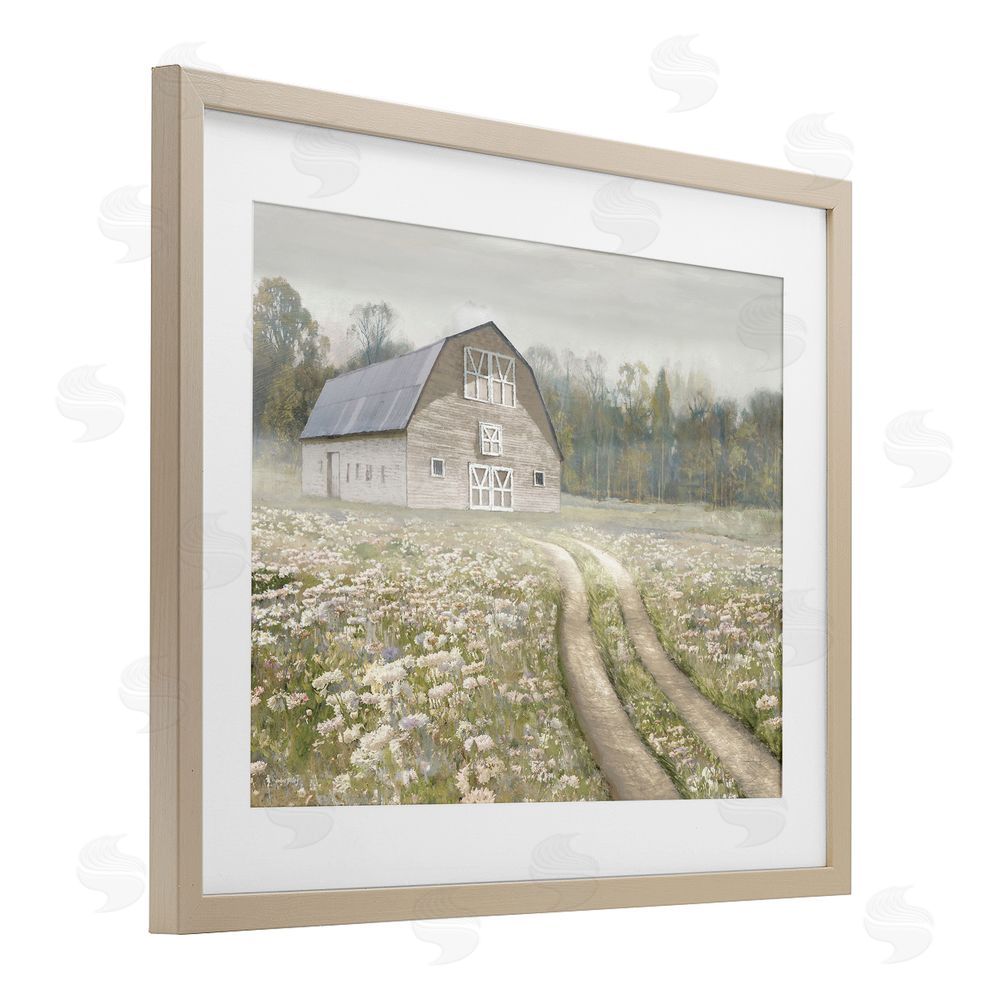 Amber Sterling Wildflower Delight Barn Birch Framed Print Under Glass Wall Art