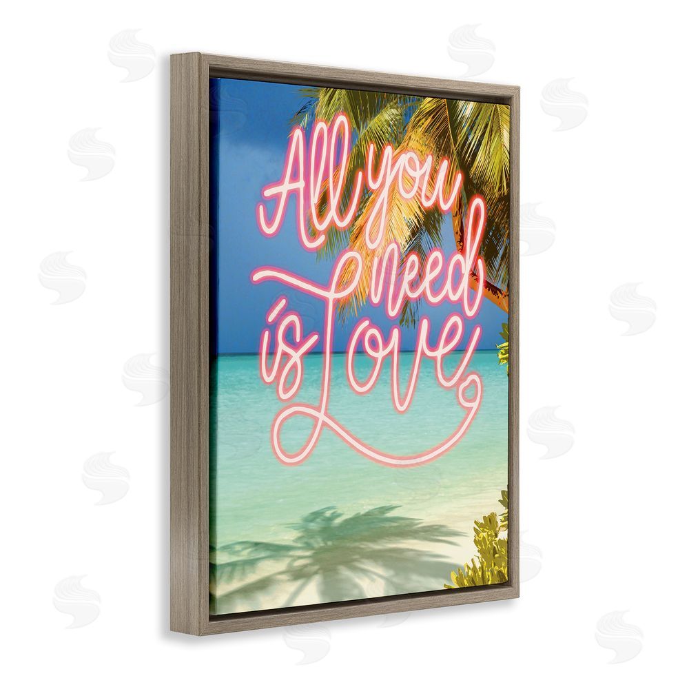 Amber Sterling Tropical All You Need Is Love Brown Floating Frame Canvas Wall Art Print