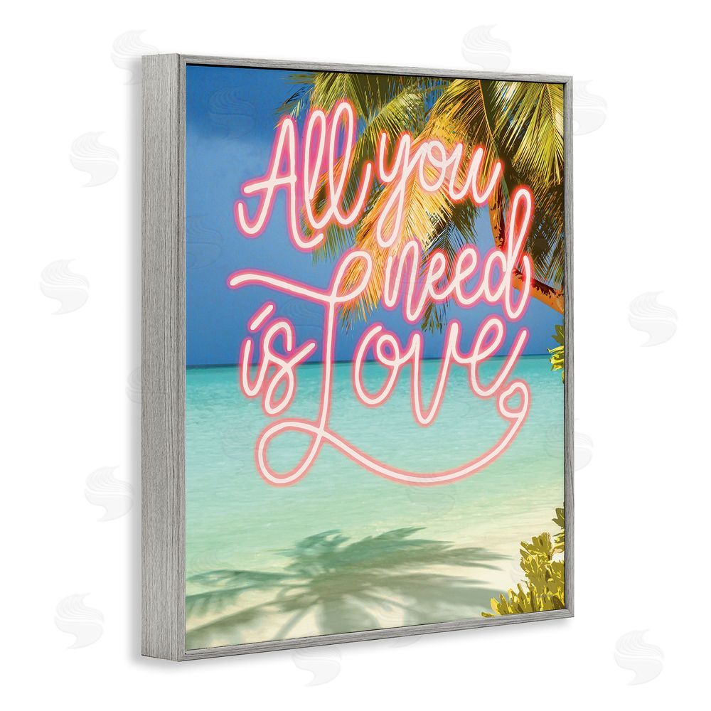Amber Sterling Tropical All You Need Is Love Gray Framed Giclee Wall Art Print