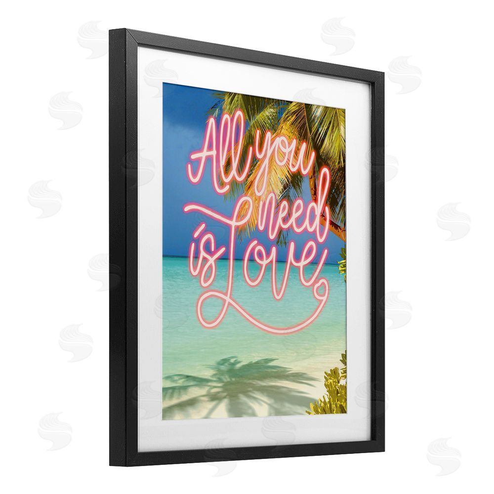 Amber Sterling Tropical All You Need Is Love Black Framed Print Under Glass Wall Art