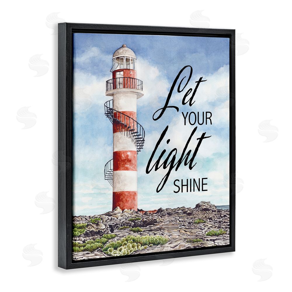Cindy Jacobs Let Your Light Shine Beacon Black Floating Frame Canvas Wall Art Print
