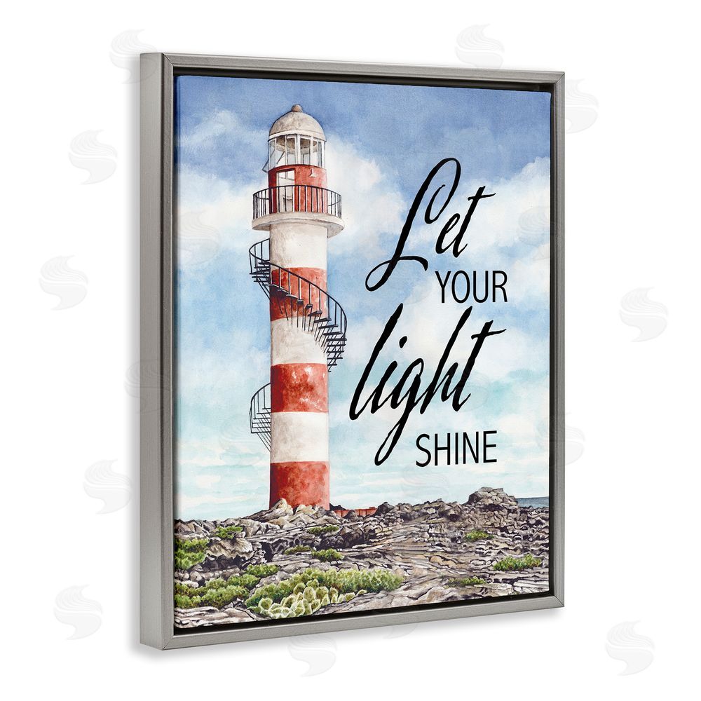 Cindy Jacobs Let Your Light Shine Beacon Gray Floating Frame Canvas Wall Art Print