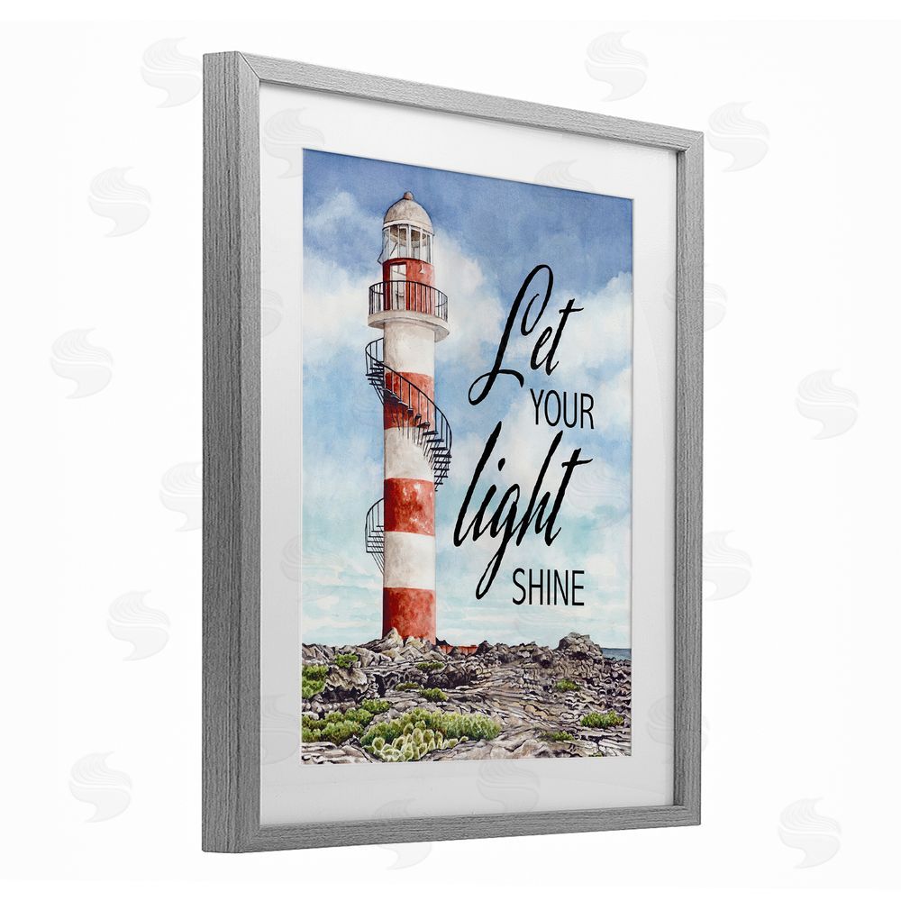 Cindy Jacobs Let Your Light Shine Beacon Gray Framed Print Under Glass Wall Art