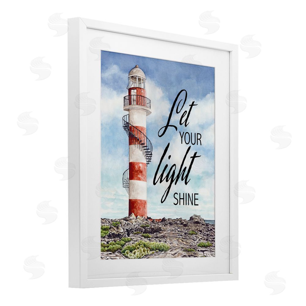 Cindy Jacobs Let Your Light Shine Beacon White Framed Print Under Glass Wall Art