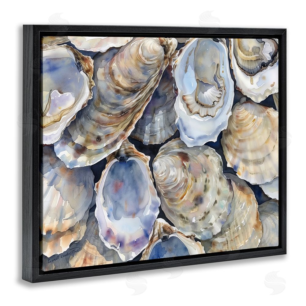 Heidi Kuntz Oyster Shellabration Pile Black Floating Frame Canvas Wall Art Print