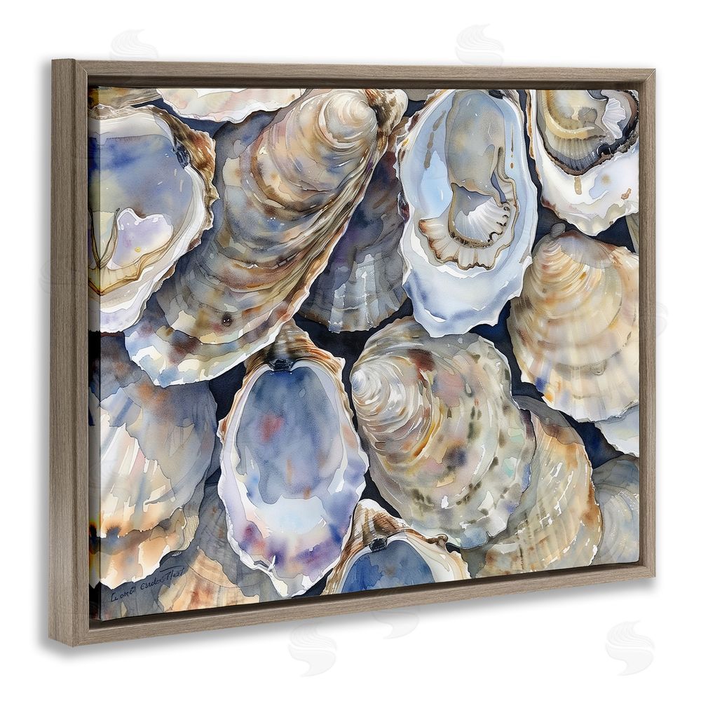 Heidi Kuntz Oyster Shellabration Pile Brown Floating Frame Canvas Wall Art Print