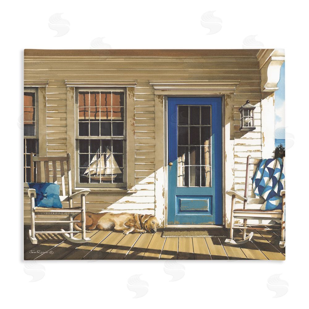 John Rossini Front Porch Gathering Stretched Canvas Wall Art Print