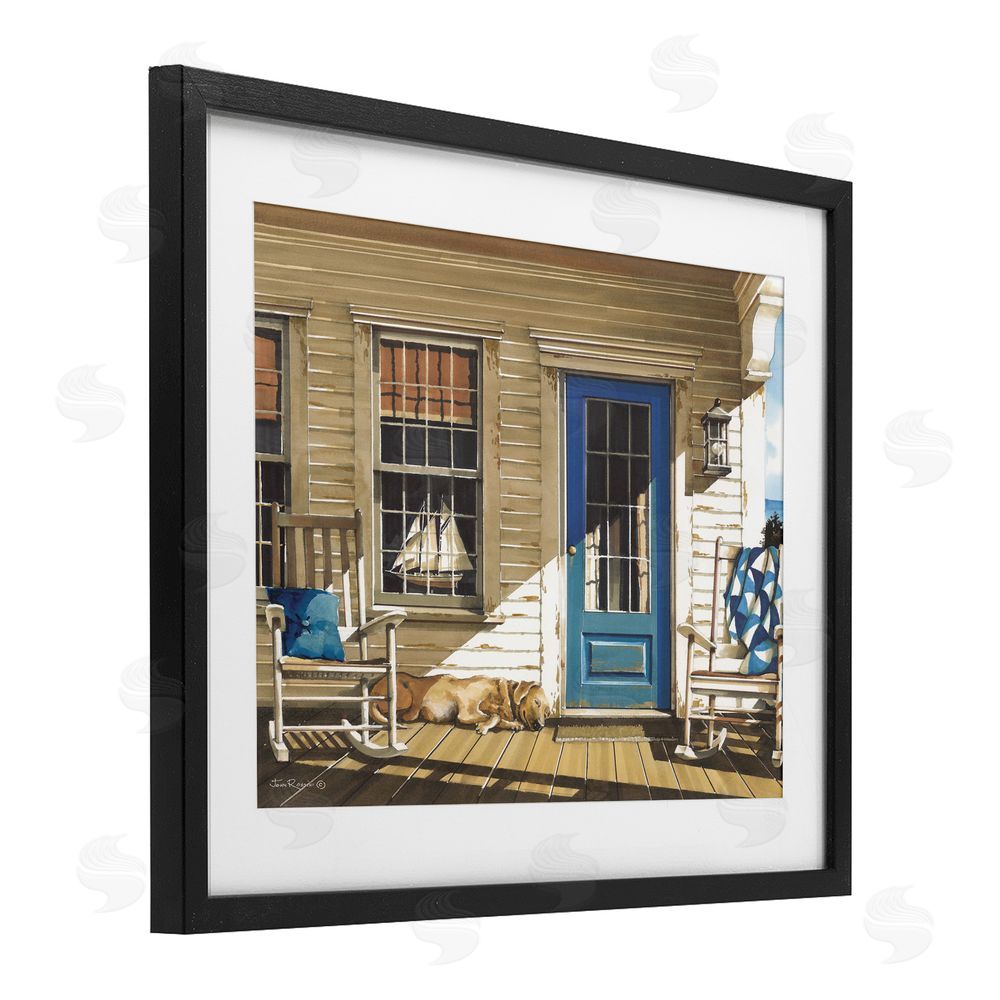 John Rossini Front Porch Gathering Black Framed Print Under Glass Wall Art