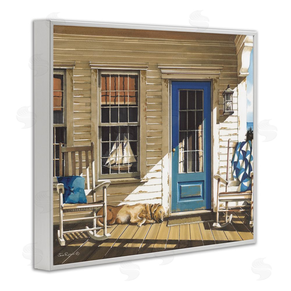John Rossini Front Porch Gathering White Framed Giclee Wall Art Print