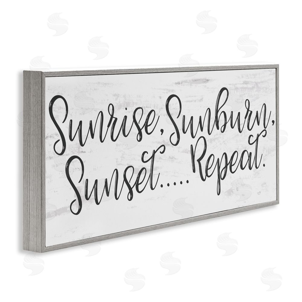 Lux + Me Designs Sunrise Sunburn Sunset Repeat Gray Framed Giclee Wall Art Print