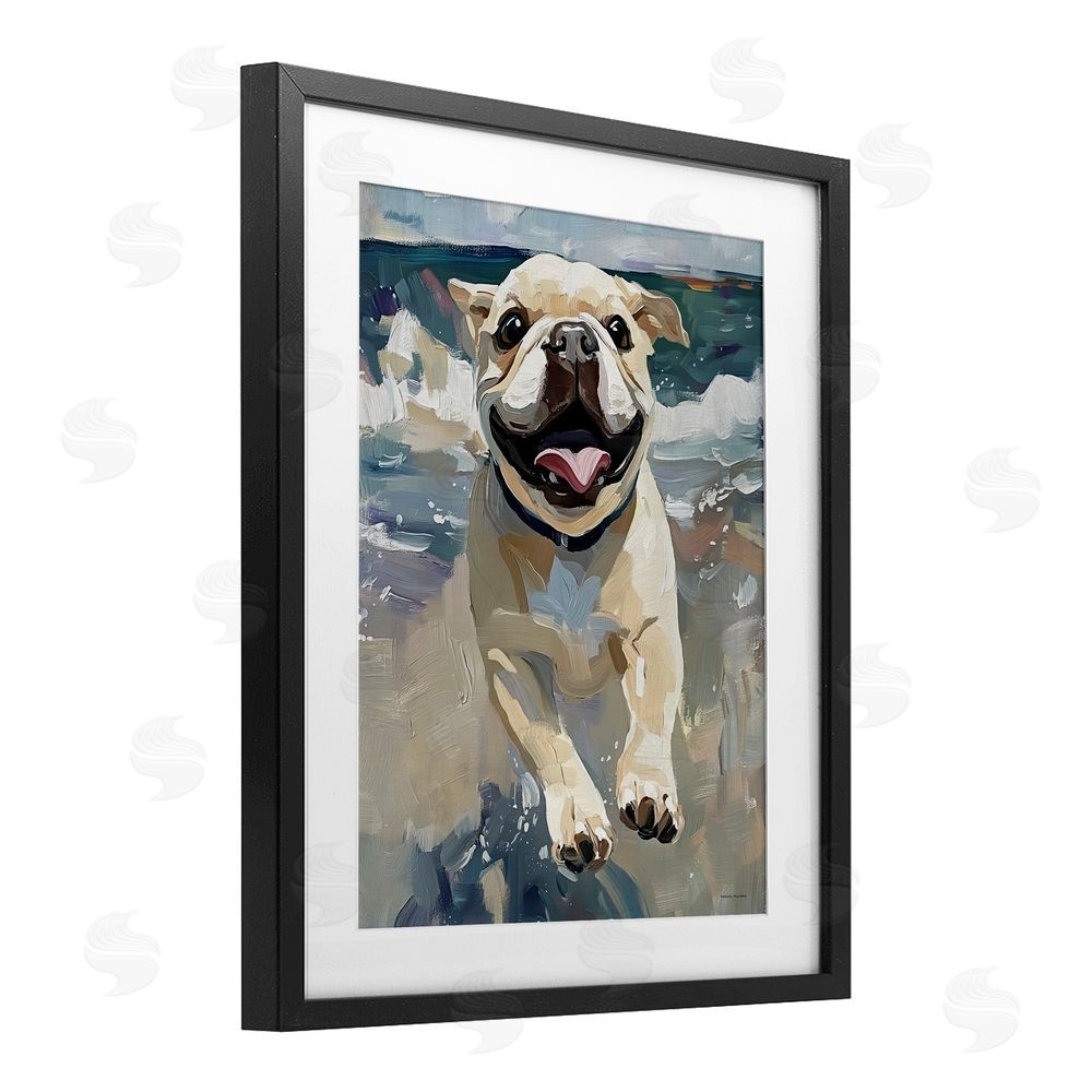 Svetlana Aleynikova Sunny Paws Dog on Beach Black Framed Print Under Glass Wall Art
